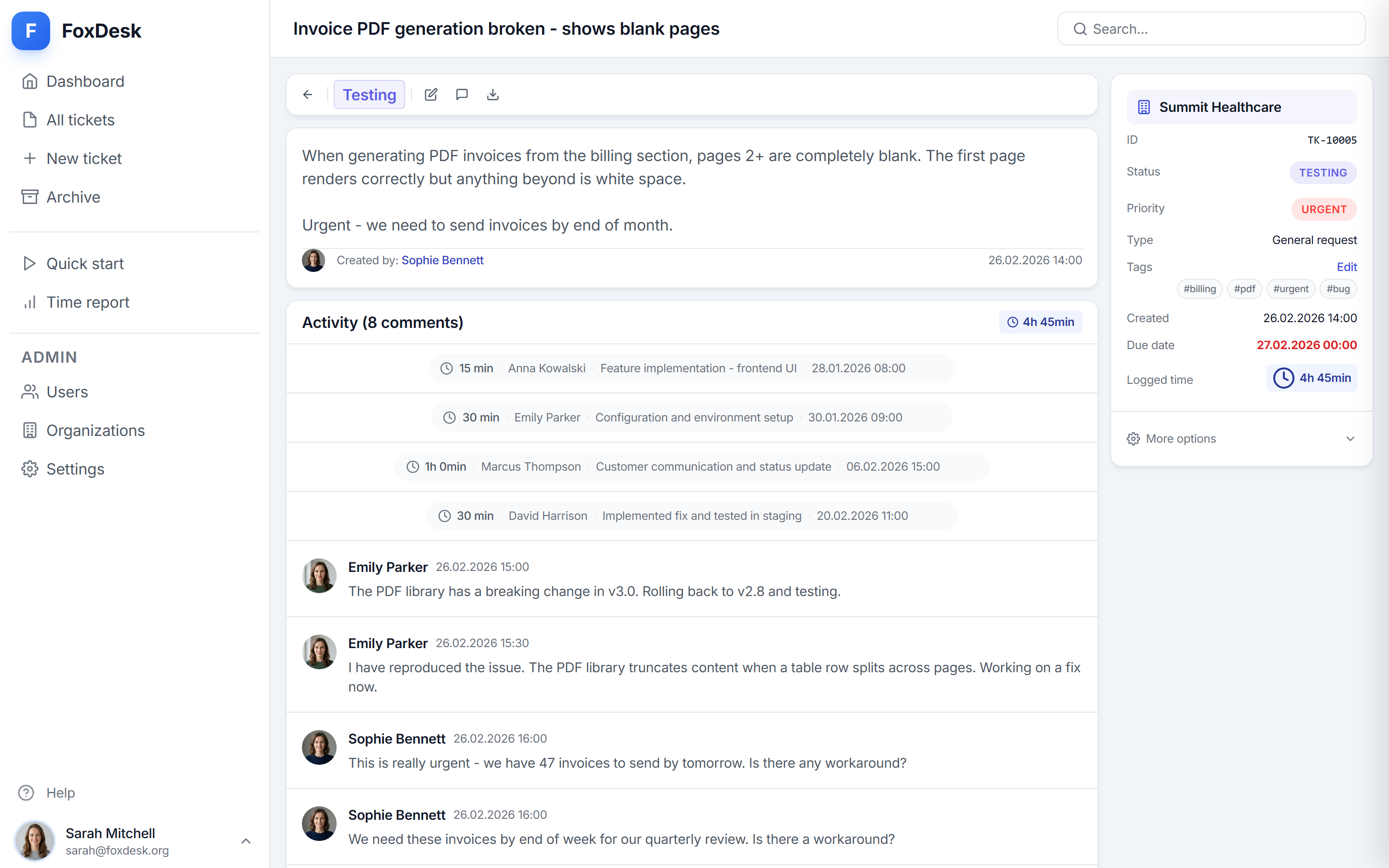 FoxDesk Light Ticket Preview